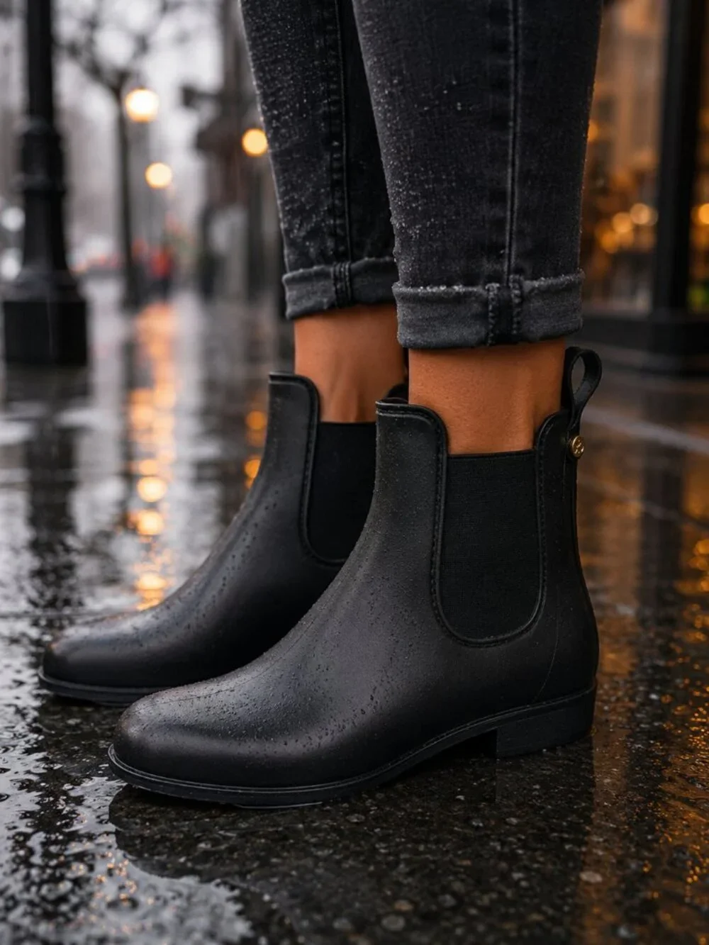 Sam Edelman Tinsley Black Chelsea Rain Boots - Size 7 (A-1644)